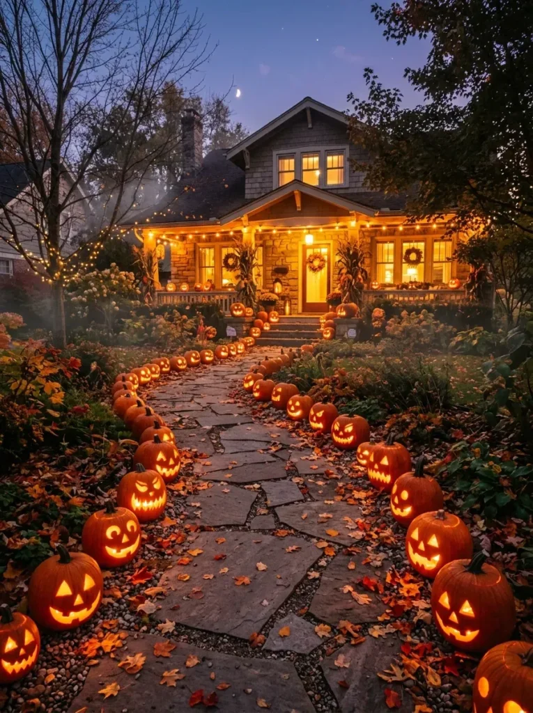 1. Create a Glowing Pumpkin Path