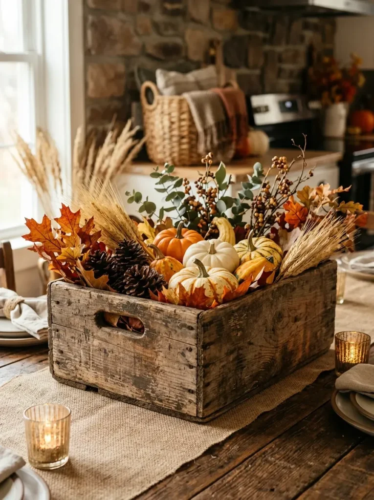 1. Wooden Crate Harvest Display