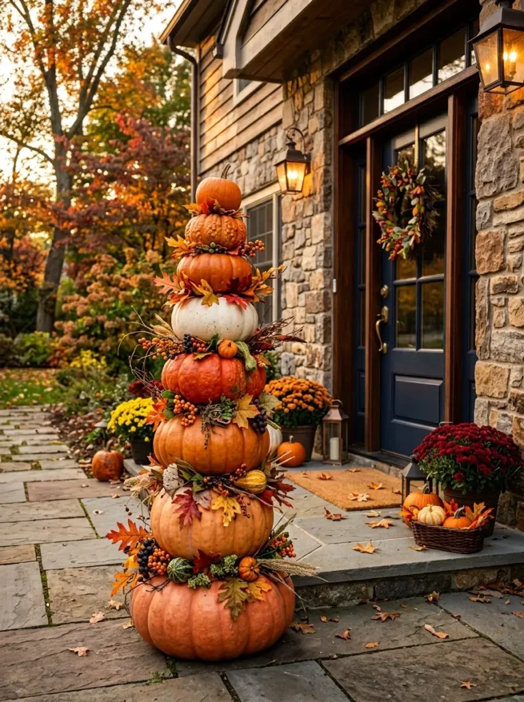 10. Stacked Pumpkin Tower