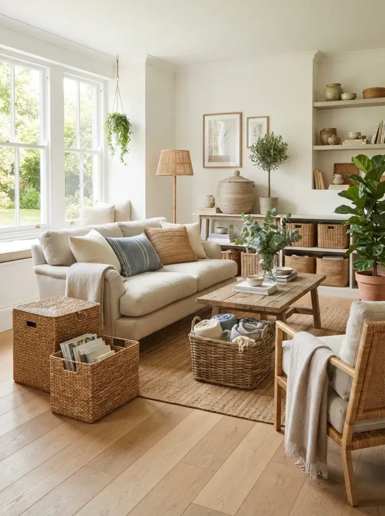 11. Bring Out Woven Baskets for Storage