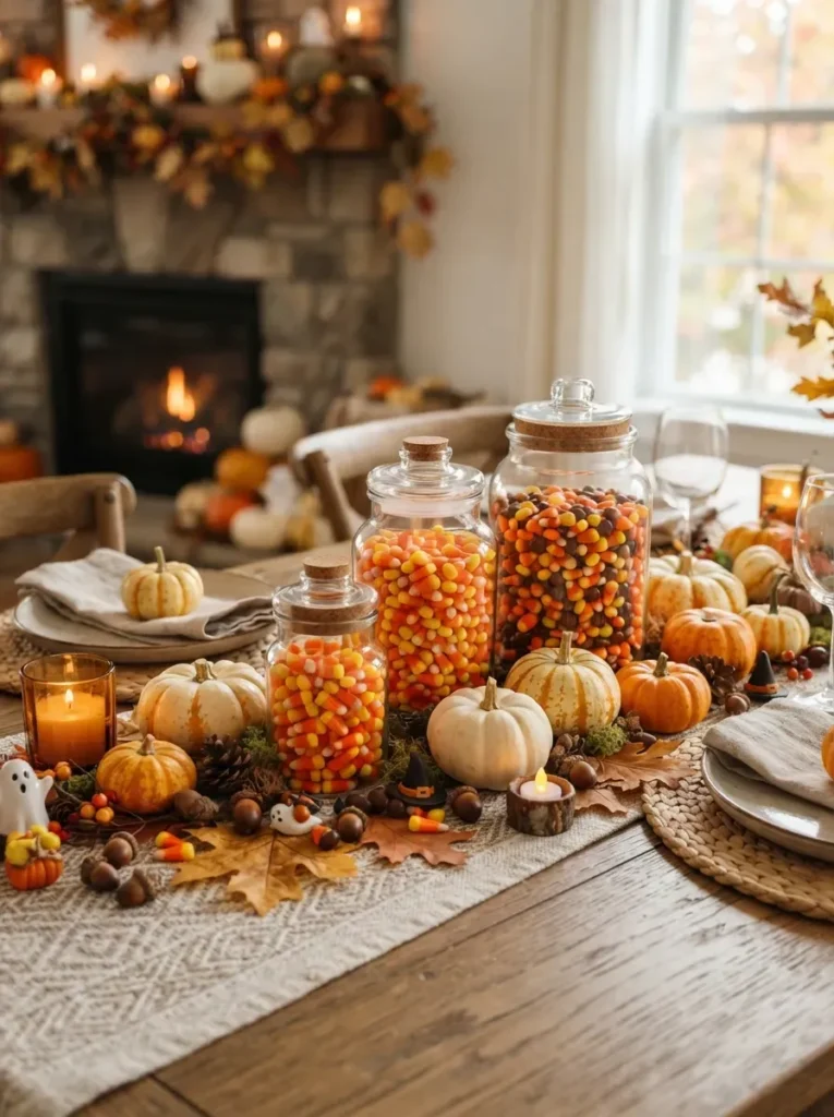 13. Candy Corn Jar Display