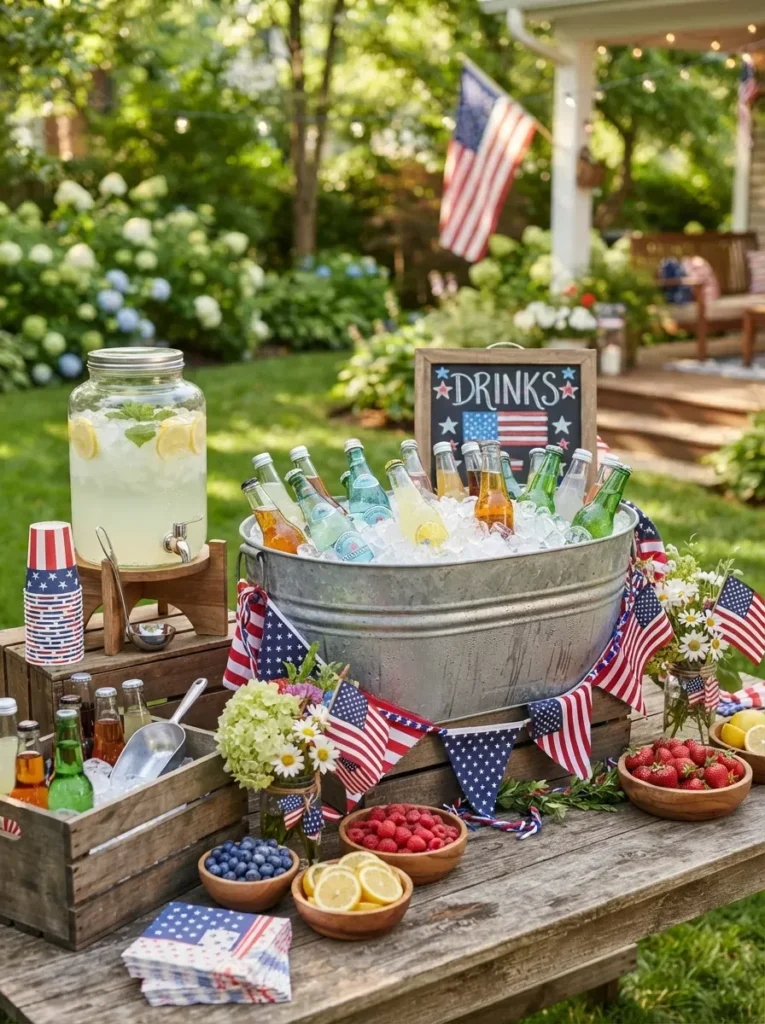15. Drink Station With a Galvanized Tub