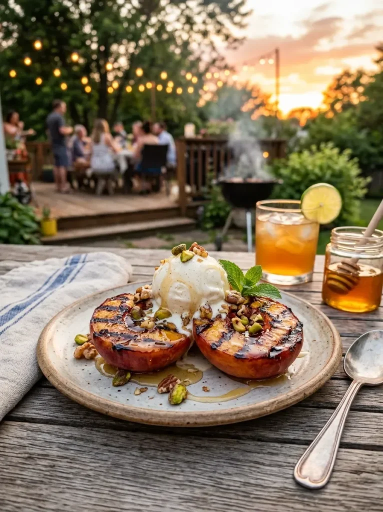 16. Grilled Peaches with Ice Cream