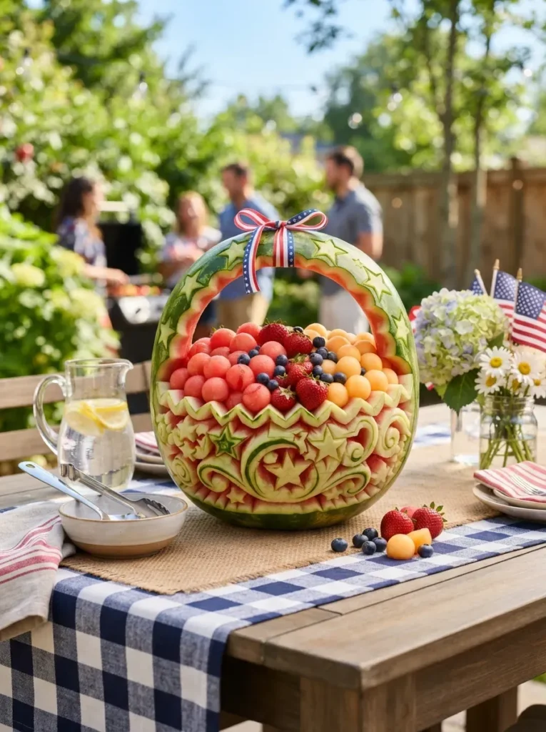 17. Watermelon Carved Into a Basket