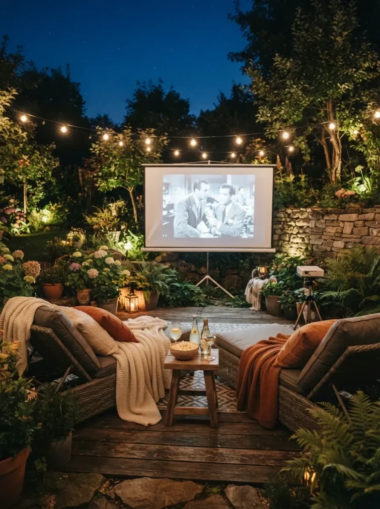 18. Set Up a Backyard Movie Night Station