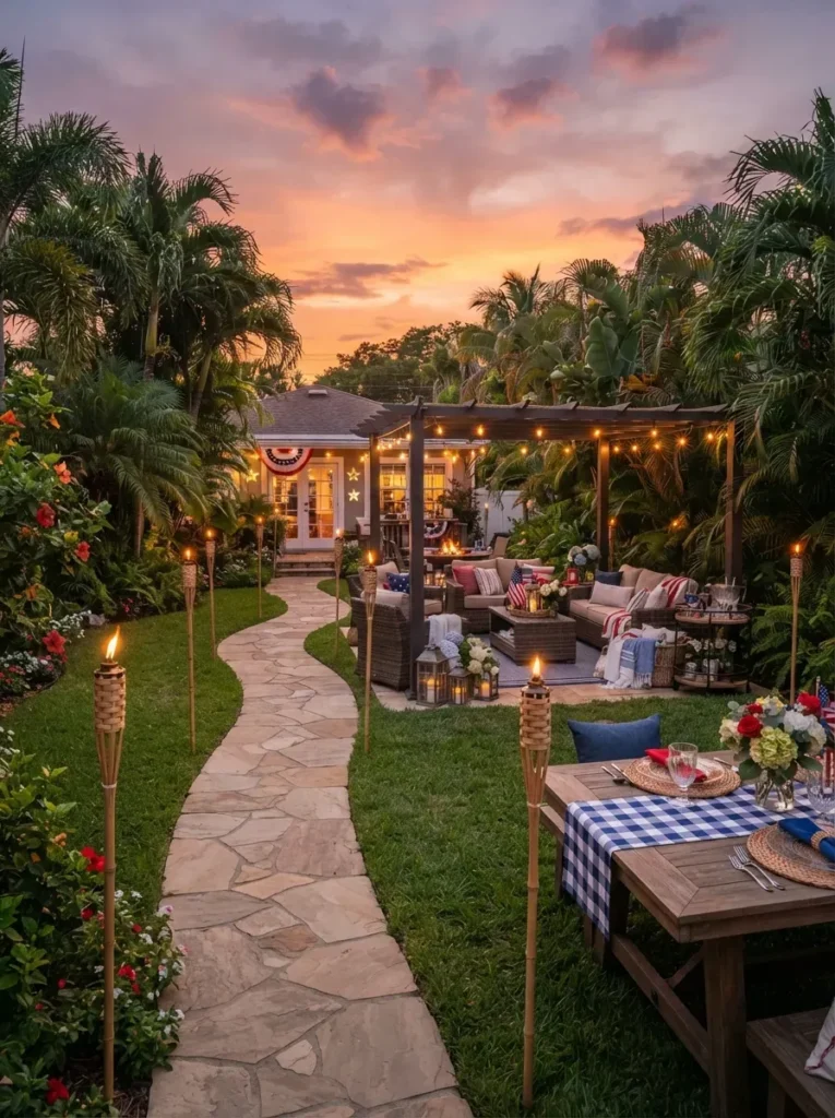 19. Tiki Torches Lining the Yard