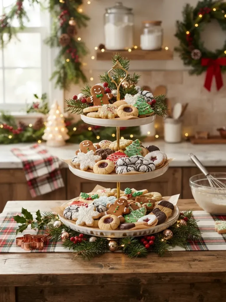 20. Display Holiday Cookies on a Tiered Stand