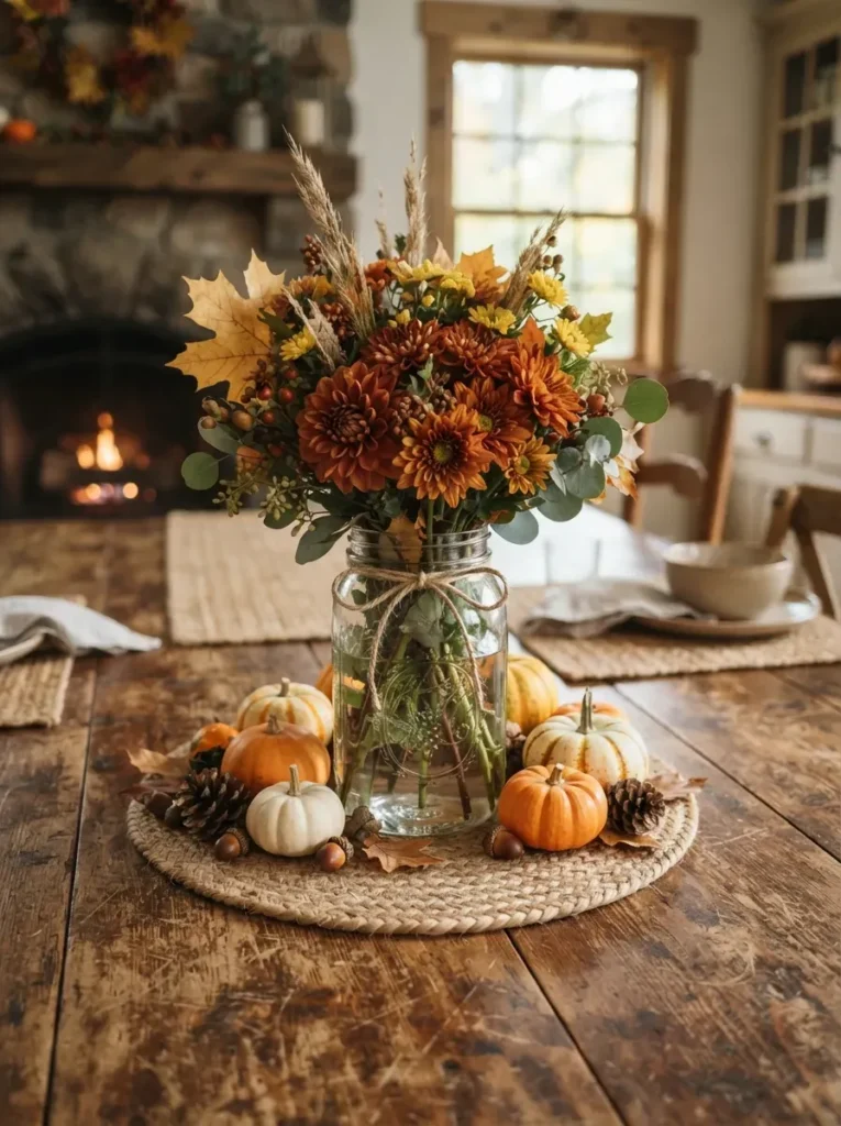 20. Mason Jar Fall Bouquet