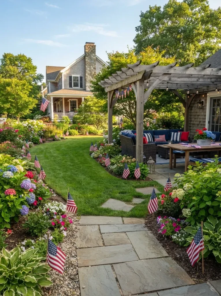 24. American Flags Placed Around the Yard