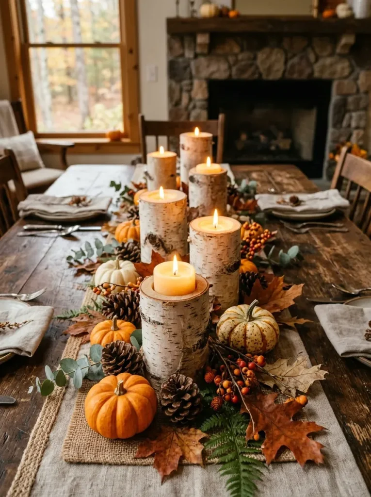 3. Birch Log Candle Holders