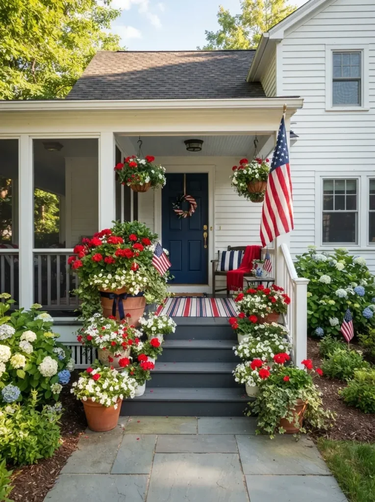 6. Potted Flowers in Red and White