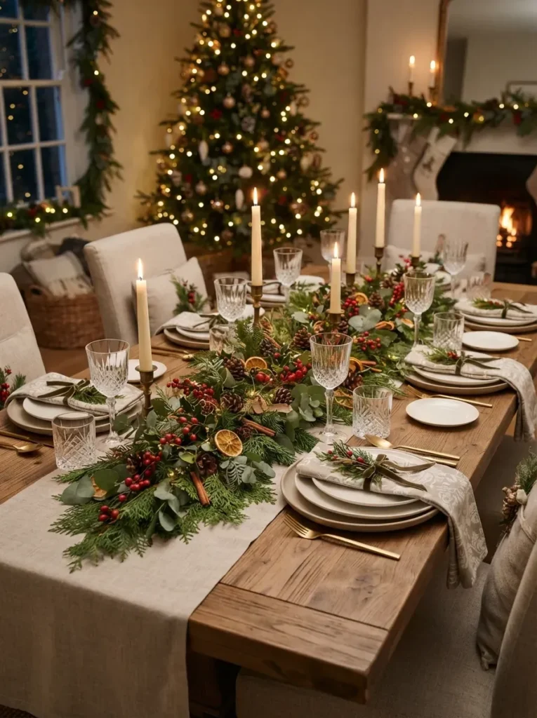 7. Berry and Greenery Centerpiece