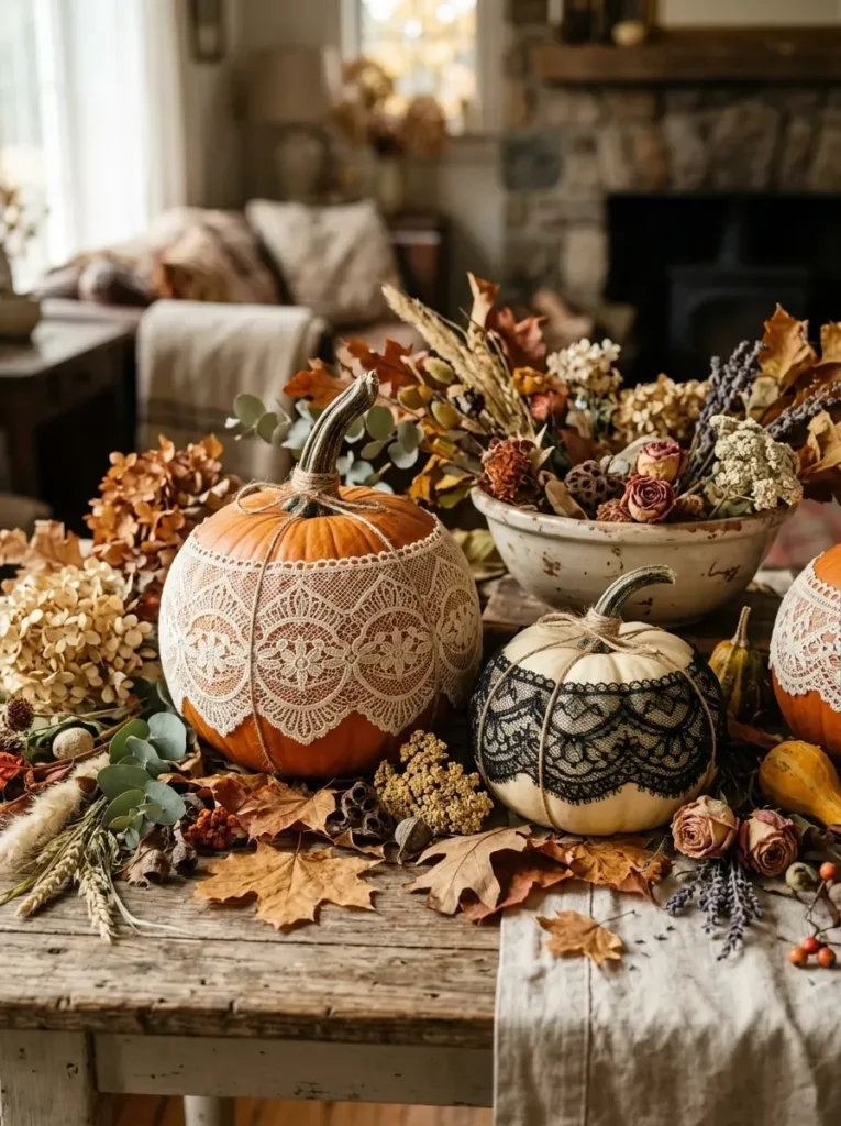 7. Lace Pattern Pumpkins