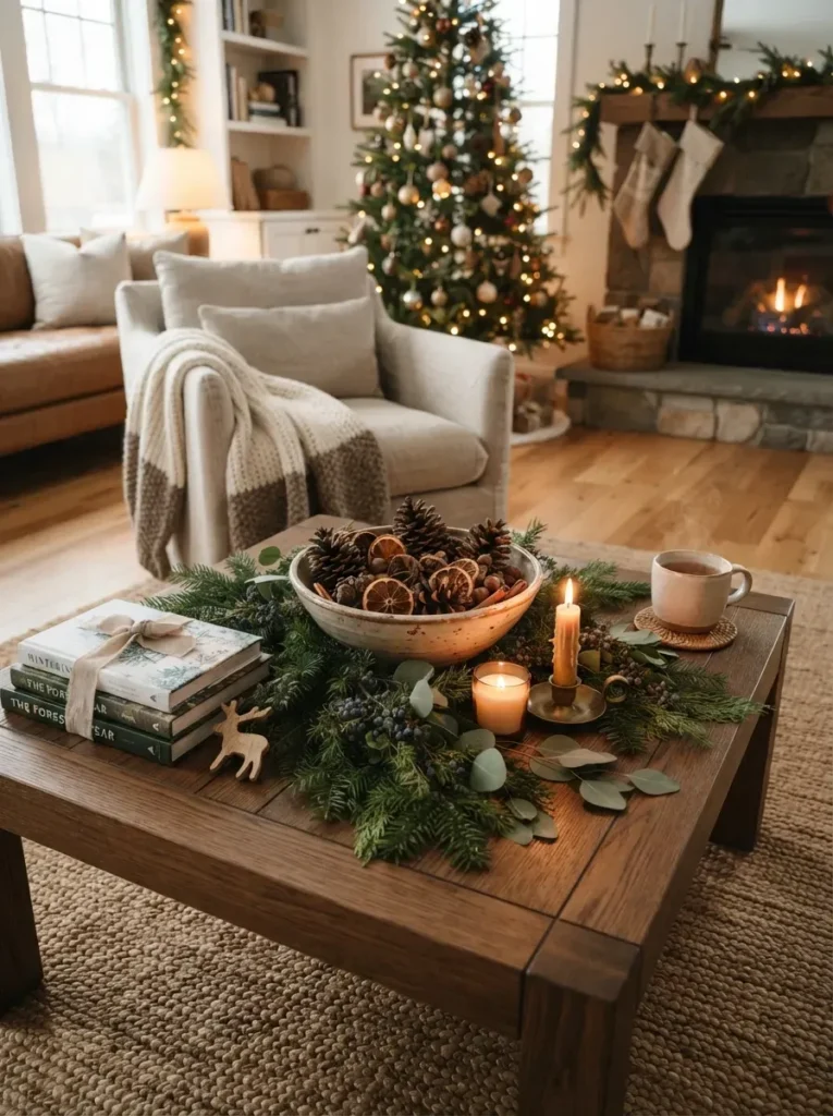 7. Style the Coffee Table with Natural Elements