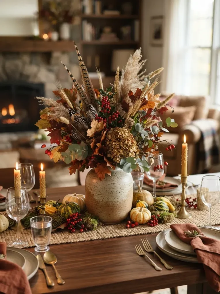 8. Feather and Berry Arrangement