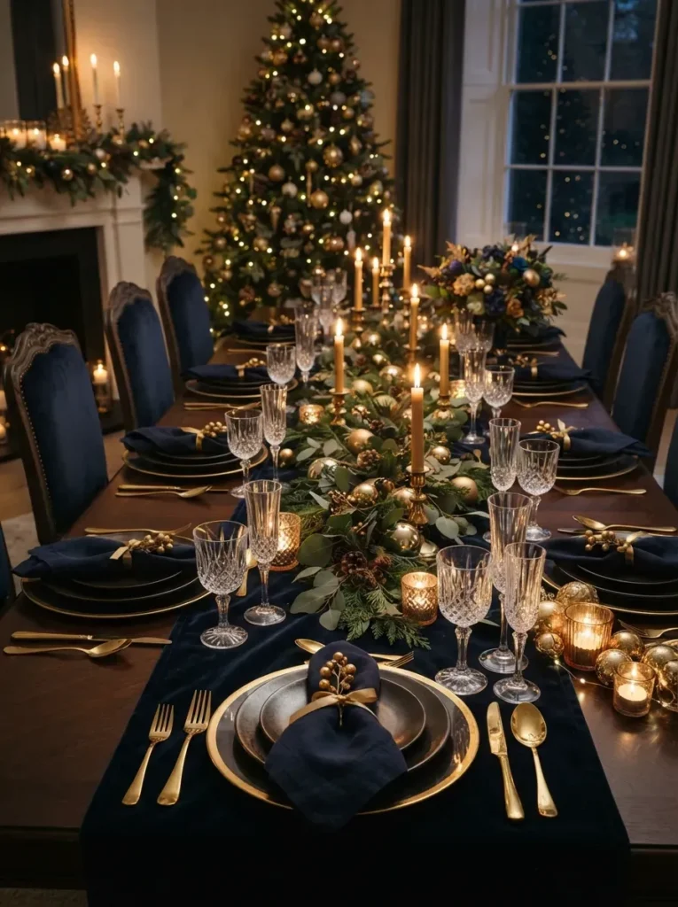 8. Gold and Navy Elegance