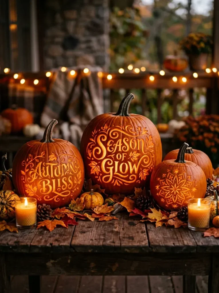 8. Word Carved Pumpkins