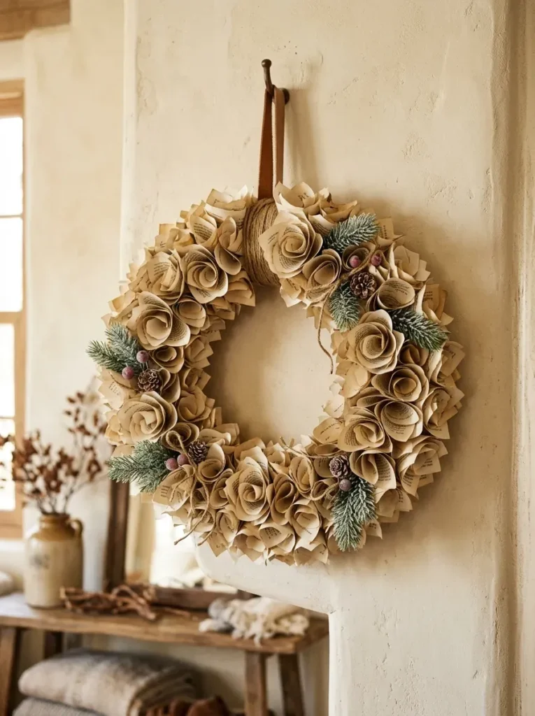 9. Book Page Wreath