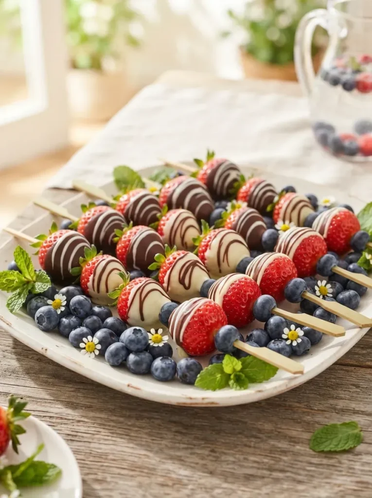 9. Chocolate Covered Strawberry Skewers