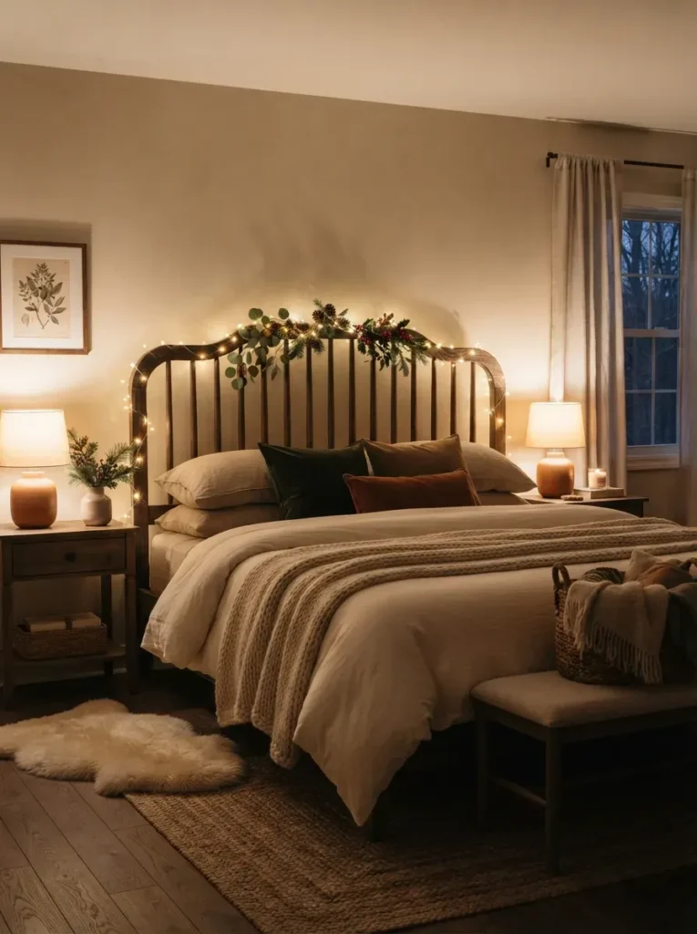 25. Add String Lights Around the Headboard