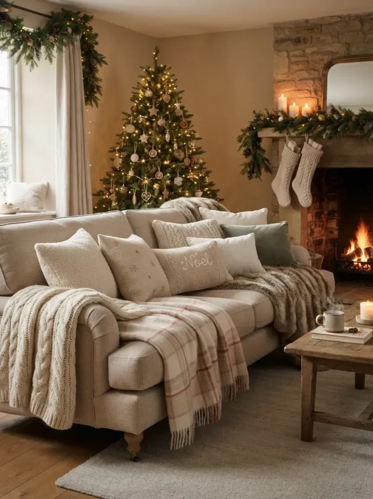 8. Layer Cozy Throws and Pillows