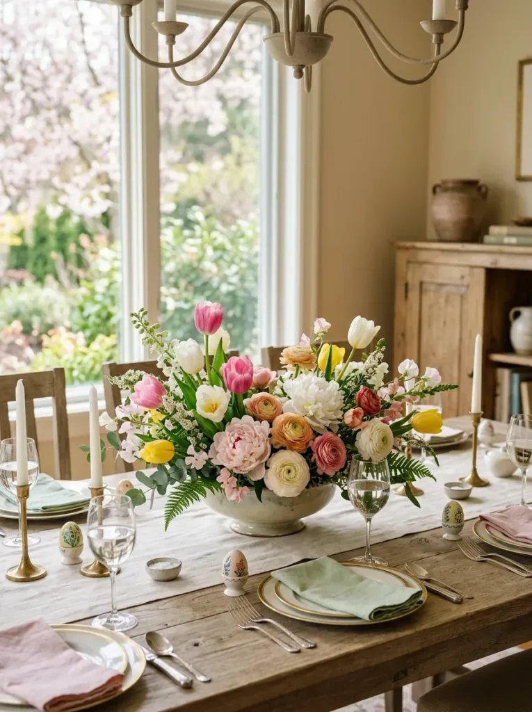 1. A Low Centerpiece of Spring Blooms