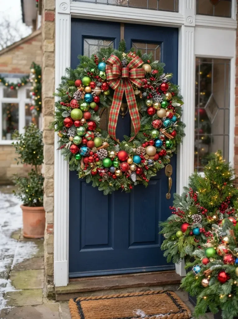 10. Bright Ornament Mix Wreath