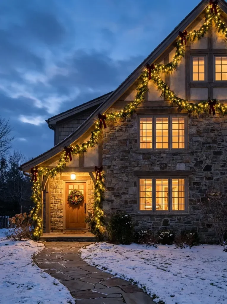 11. Garland Along the Roofline