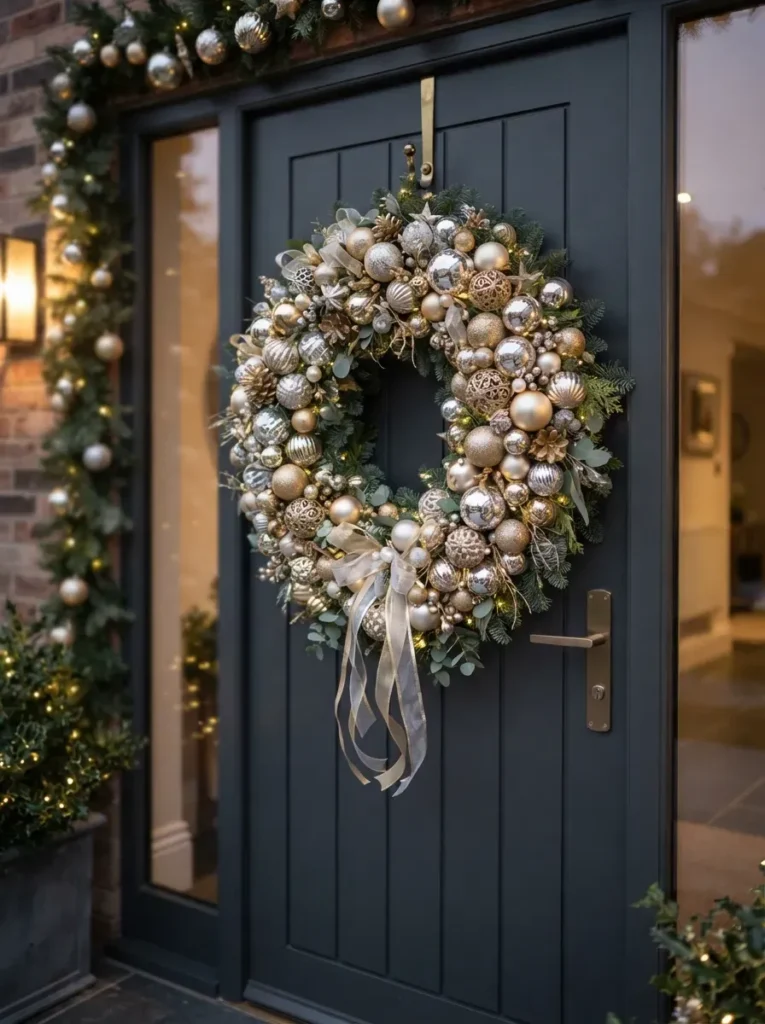 4. Gold and Silver Ornament Wreath