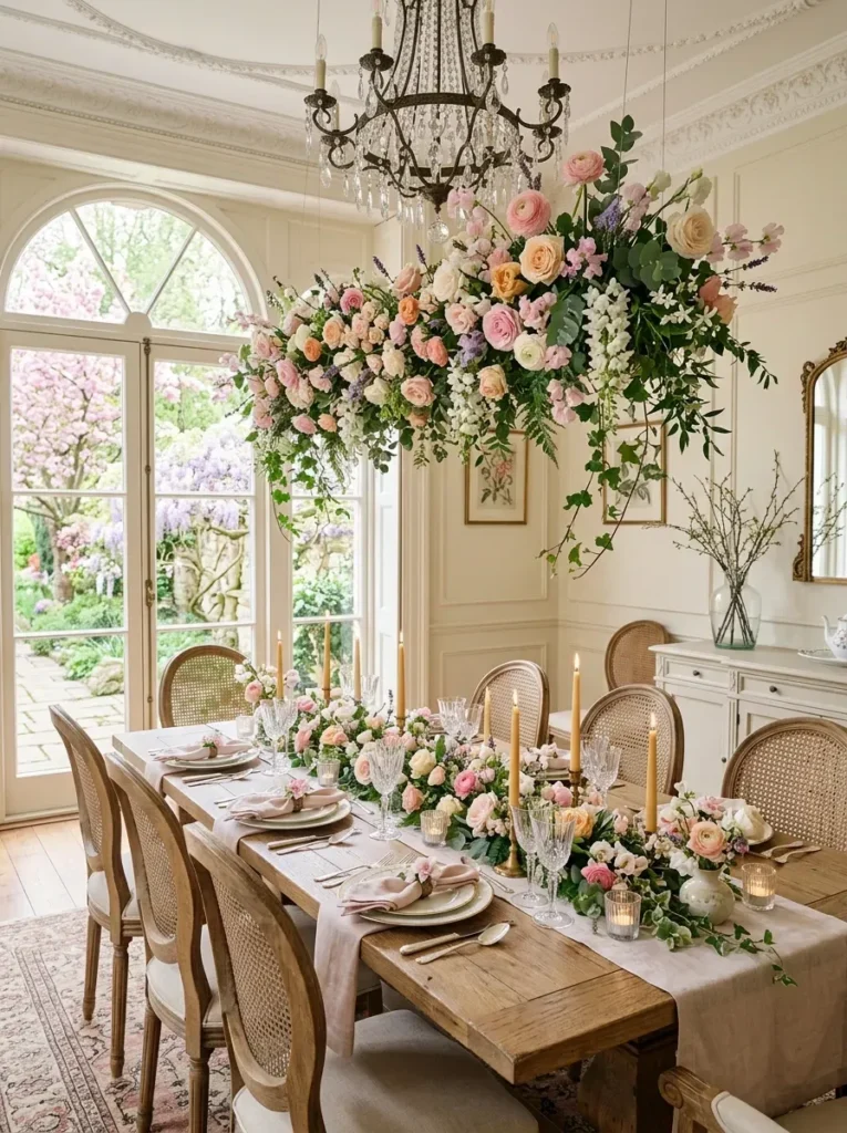 4. Hanging Floral Garland Above the Table
