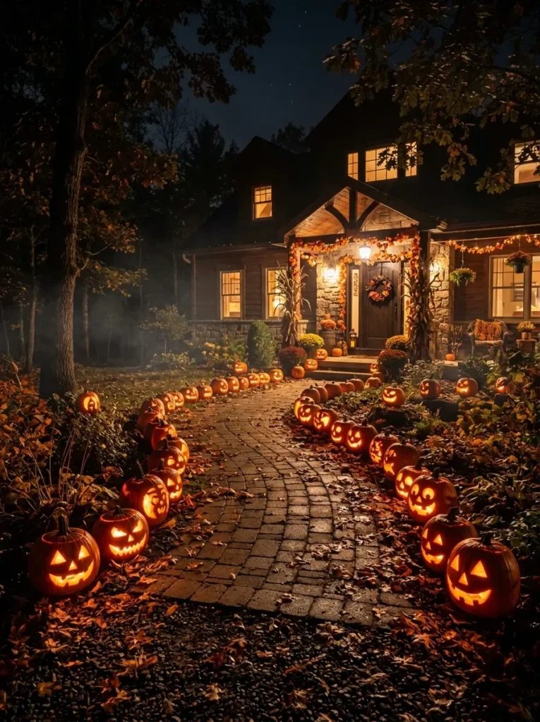 5. Line the Walkway With Glowing Jack o Lanterns