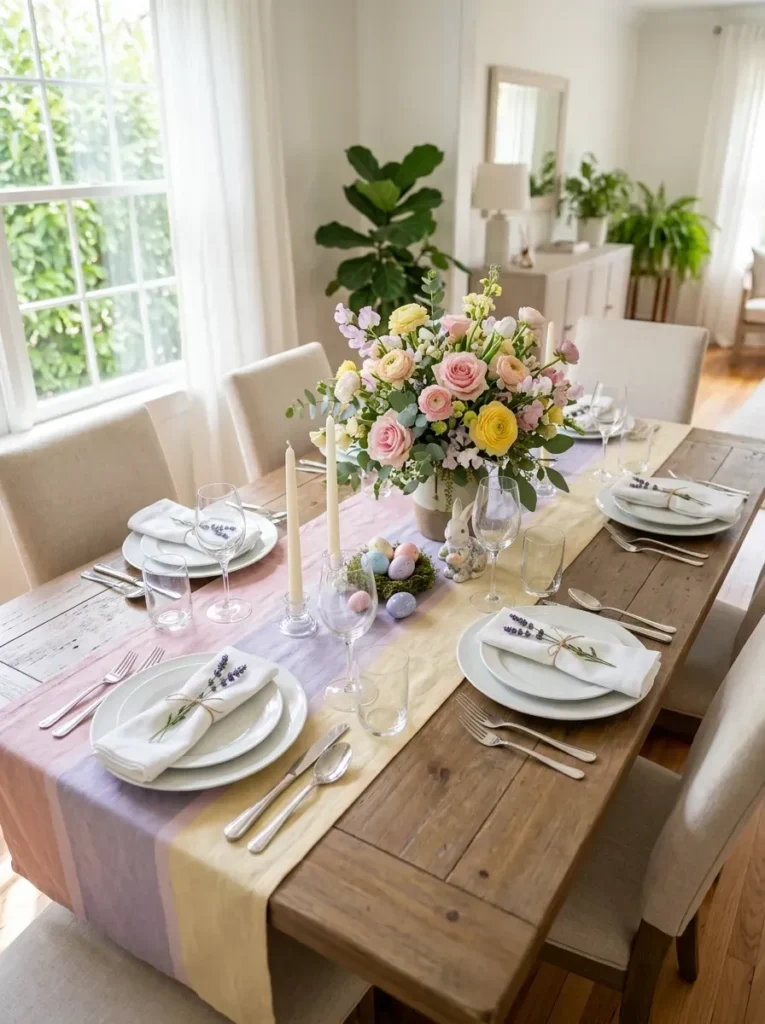 6. Use A Pastel Tablecloth Or Runner