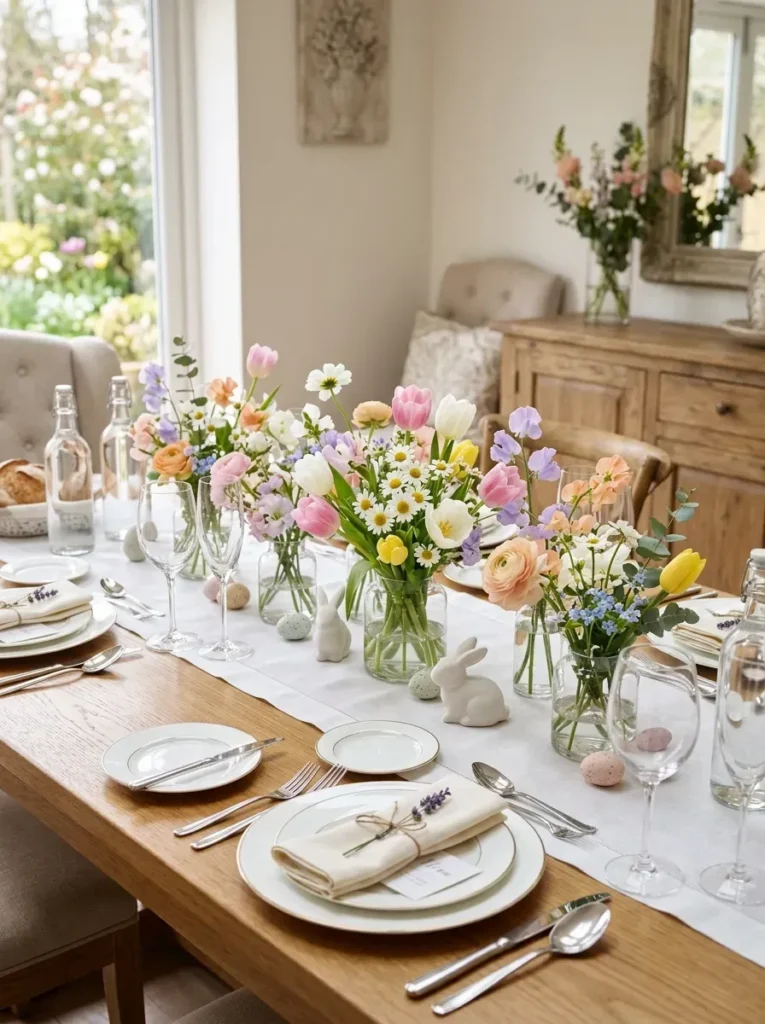 8. Add Fresh Cut Flowers In Low Vases
