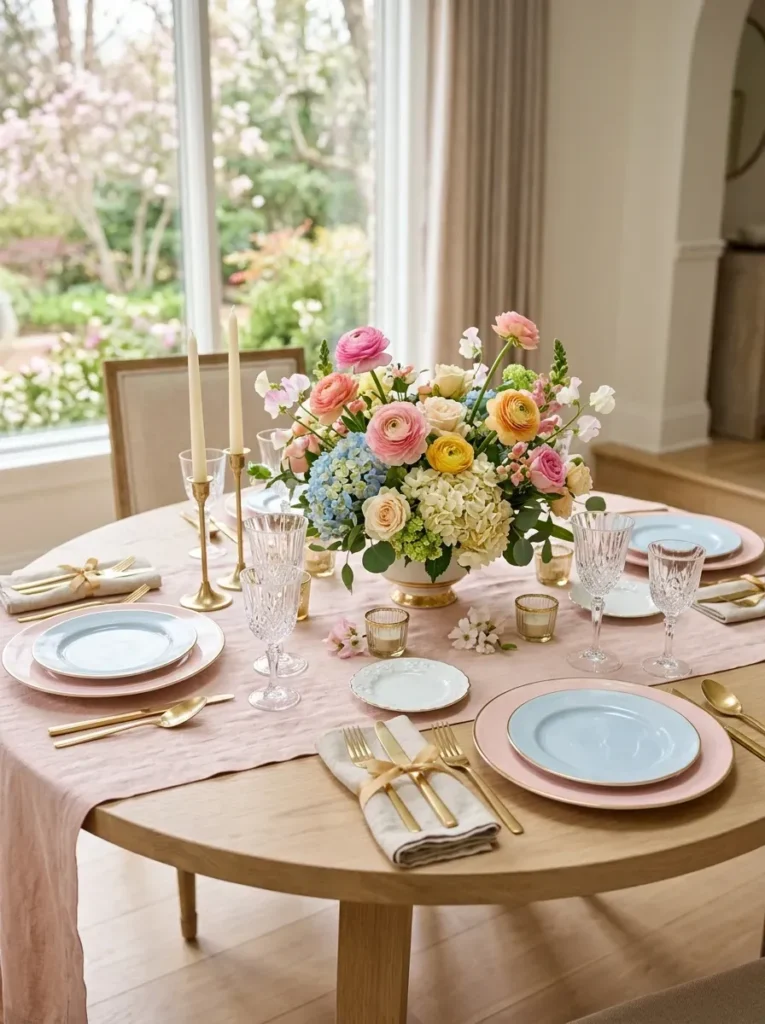 8. Gold Rimmed Pastel Plates